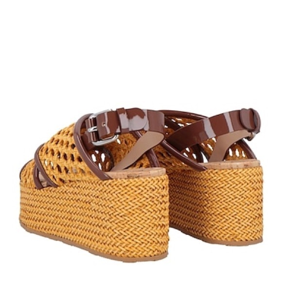 Casadei Marigold Woven Platform Chunky Sandals Designer Cork Footbed Sz 37 - Picture 15 of 16